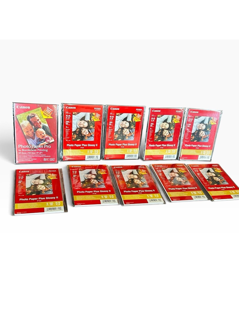 Canon Photo Paper Plus Glossy II & Paper Pro Sample Paper Packs 4 x 6 Lot of 10